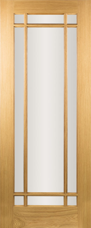 Arizona Oak 9 Panel Glass Clear door