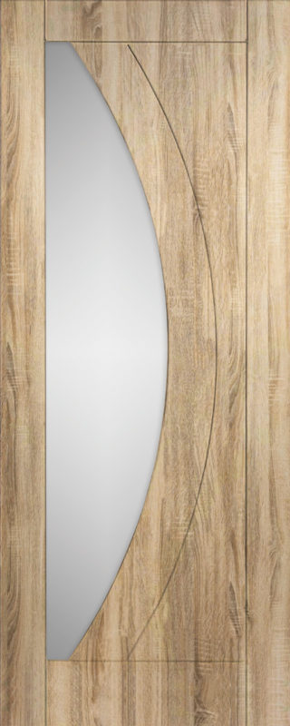 Boston Oak Lismore Grooved Curved Glass Clear door