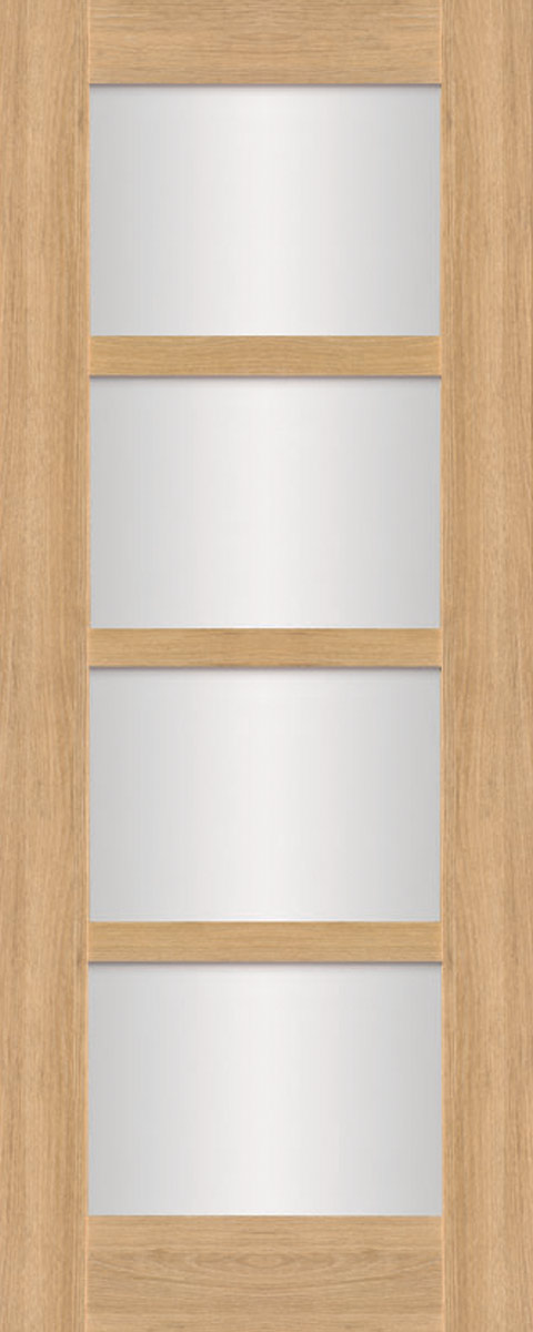 Columbus Natural Oak 4 Panel Shaker Glass Clear door
